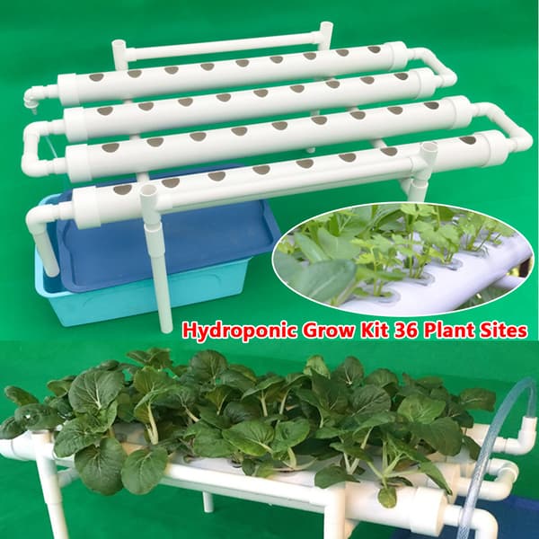 Hydroponisk dyrkningssystem, 36 plantepladser, effektiv vandanvendelse, PVC-U materiale