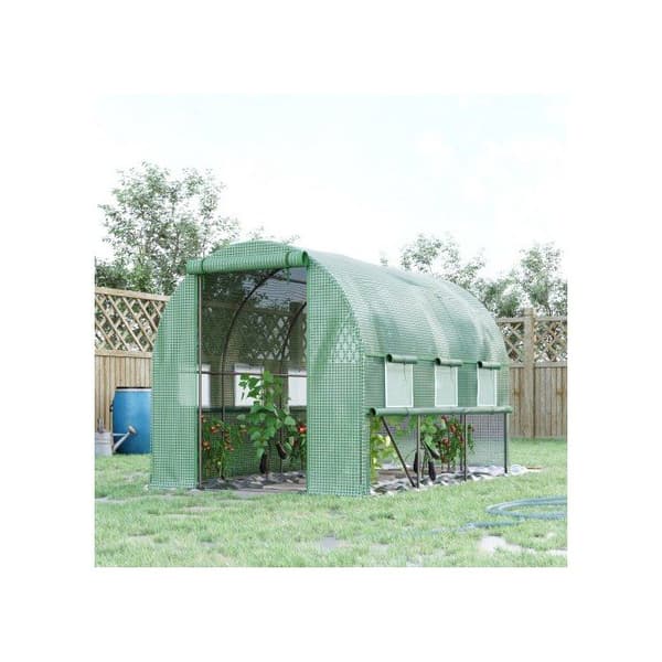 Outsunny Växthus i plastfilm 2.95x2x2m Tunnel med 6 UV-skyddade fönster