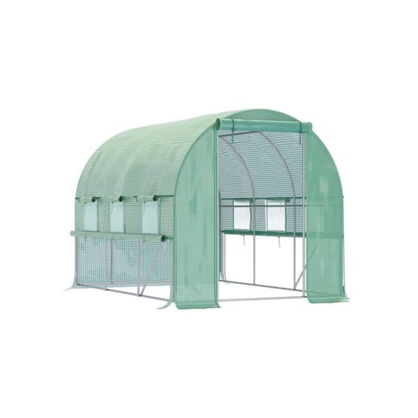 Outsunny Växthus i plastfilm 2.95x2x2m Tunnel med 6 UV-skyddade fönster