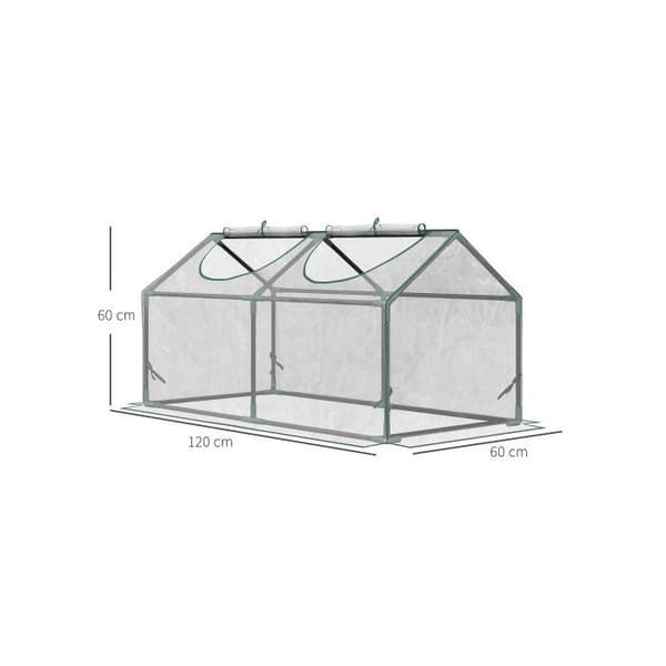 Outsunny plastikhus med fönster, PVC växthus 120x60x60 cm