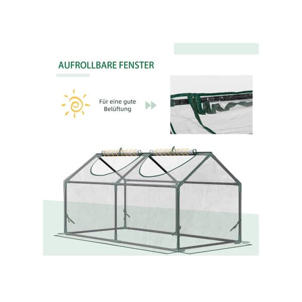 Outsunny plastikhus med fönster, PVC växthus 120x60x60 cm