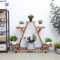 Miniatyrbillede 3 af 4: Plantehylde, Trekantet Design, Carboniseret Træ, Guld