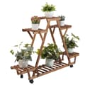 Miniatyrbillede 4 af 4: Plantehylde, Trekantet Design, Carboniseret Træ, Guld