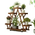 Miniatyrbillede 1 af 4: Plantehylde, Trekantet Design, Carboniseret Træ, Guld
