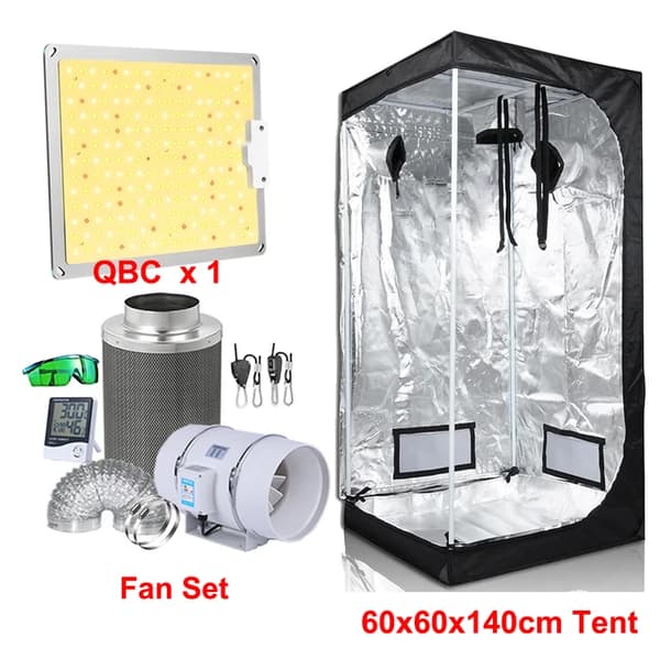 LED Växtlampa, Fullspektrum, Dimbar, Quantum Board-teknologi, QBC 60x60x140, INGEN fläkt