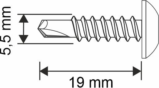Selvborende skruer GT5 PH 5,5x19mm RAL 8017