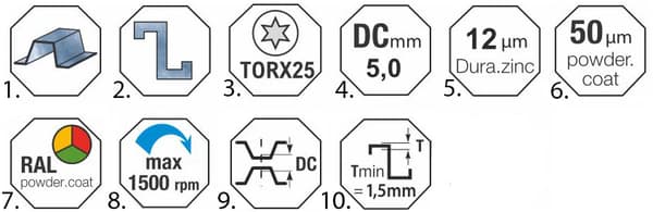 Selvborende skruer GT5 PH 5,5x19mm RAL 9007