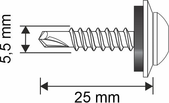 Selvborende skruer GT5 PH (Z14) 5,5x25mm RAL 7024