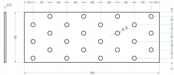 Perforeret plade PP06 60x160x2,0 (1)