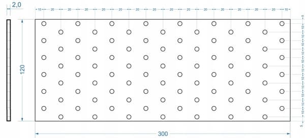 Perforeret plade PP21 120x300x2,0 (1)