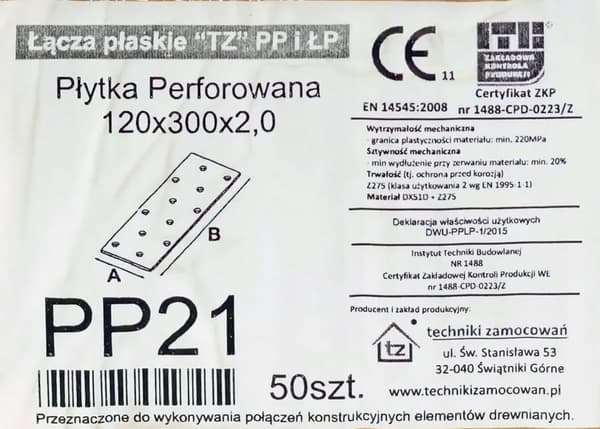 Perforeret plade PP21 120x300x2,0 (1)