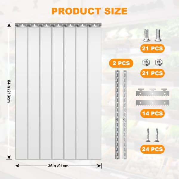 Strip PVC Dörrgardin, Högkvalitativ PVC, Klar Sikt,91x213cm 7STK