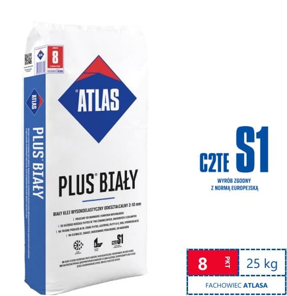 Atlas PLUS Vit högelastiskt deformerbart lim 2-10 mm C2TE S1 25kg
