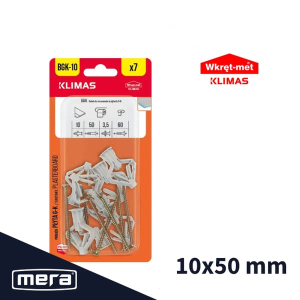 Skruedyvler til GK 10x50 nylon 7 stk.