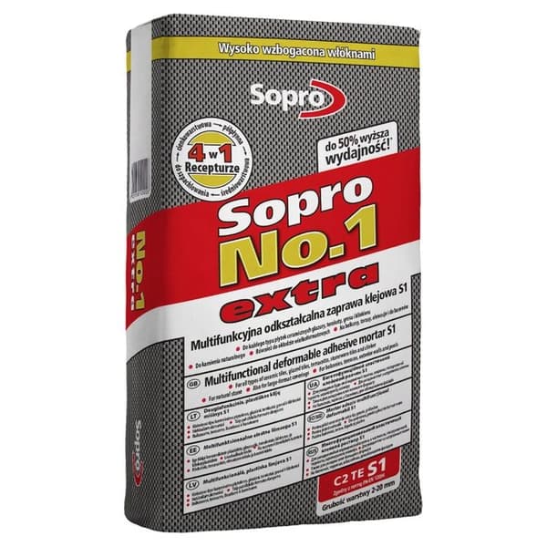 Sopro No.1 400 extra - Multifunktionell, mycket flexibel, deformerbar självhäftande murbruk S1 22,5 kg