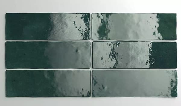 Blank vægflise 6,5×20 mursten imiteret grøn