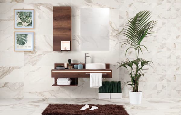 Vægflise mat 40x120 imiteret marmor beige
