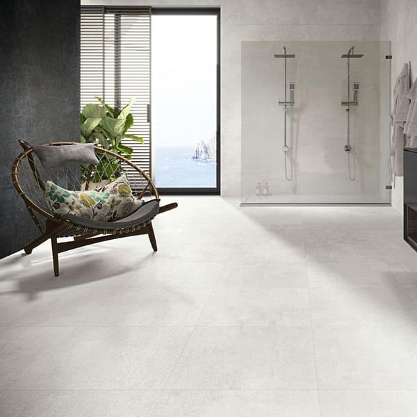 Baldocer Oneway Vit vägg- och golvkakel lappato 60x120 10mm betong imitation vit