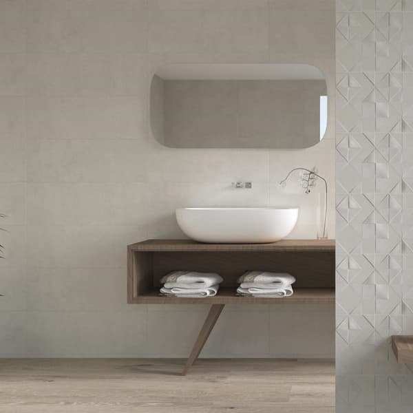 Väggplatta matt 30x90 betongimitation beige
