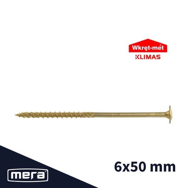 Wkręt-met tømrer skruer til træ med skivehoved 6x50 100 stk.
