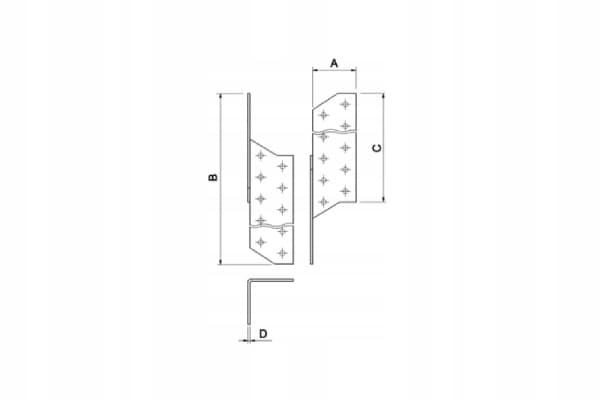 Ruuvattava kattoliitin 40x170x100 2mm