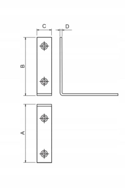 Ruuvattava kapea kulma 75x75x15 1 kpl.