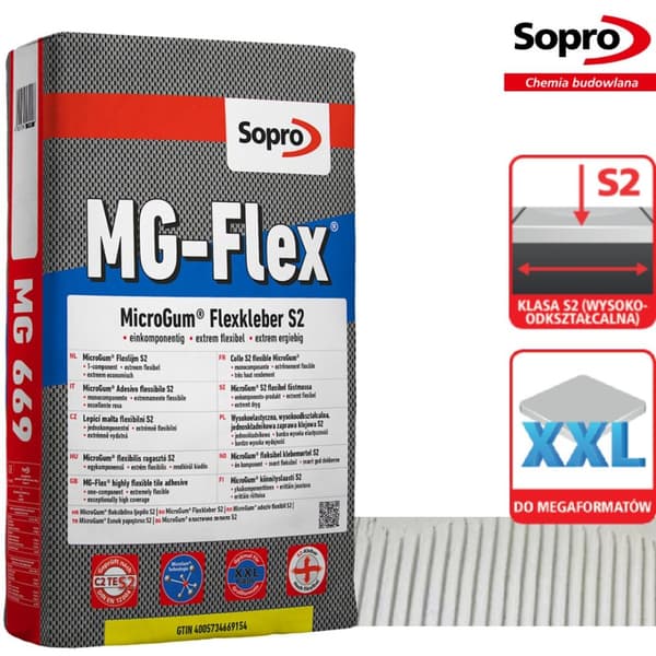 Sopro MG-FLEX 669 Mycket flexibel, mycket deformerbar, enkomponents självhäftande murbruk S2 15kg
