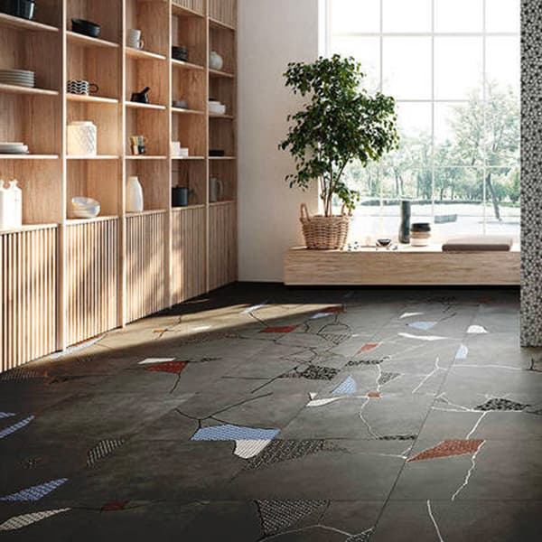 Fioranese Kintsugi Japan Hibi Darkness væg- og gulvfliser mat 60,4x60,4 10 mm imiteret stenblanding