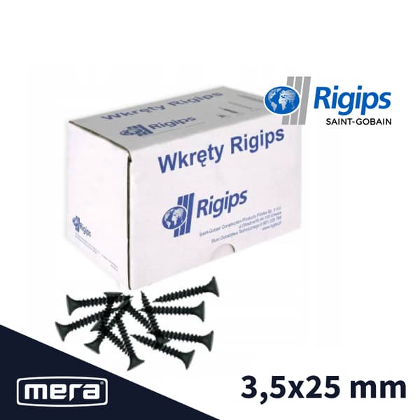 Rigips Skruer TN 3,5x25 mm Til fastgørelse af gipsplader til metalpladeprofiler 1000 stk.