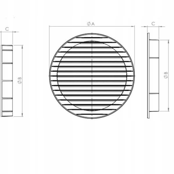Rundt Ventilationsgitter med Mesh Hvid Ø 125mm