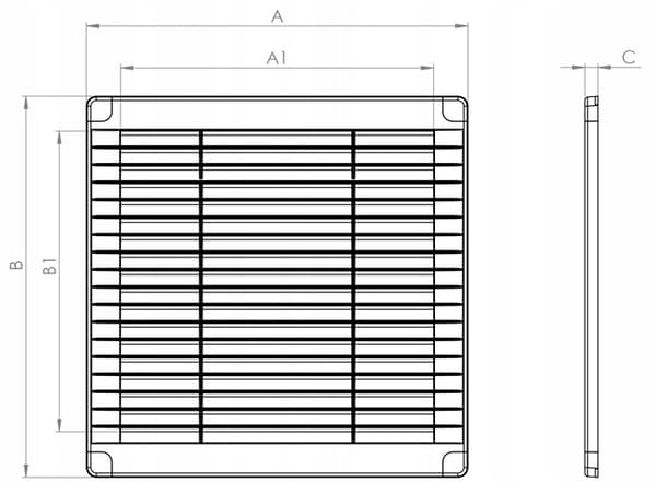 100x100 hvidt ventilationsgitter med hætter