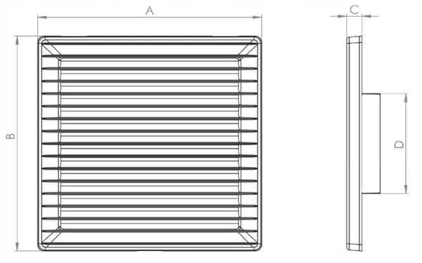100x100 hvidt ventilationsgitter med hætter