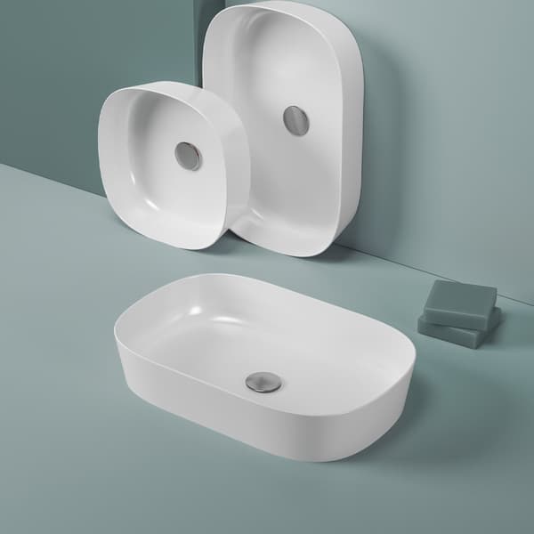 Bordvask 65x42cm oval, blank, hvid.