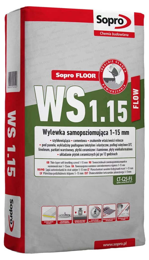 Sopro WS 1.15 flow - Självnivellerande skrid 1-15 mm 25kg 292