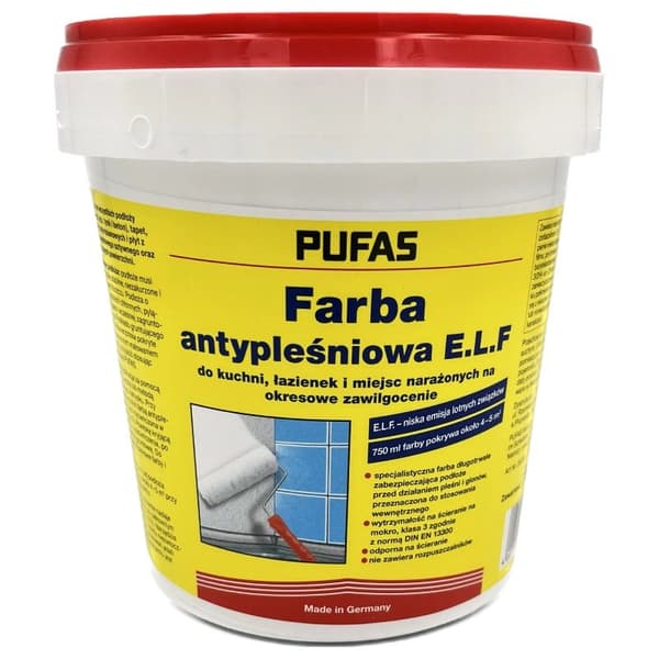 Pufas vit antimögelfärg ELF för mögel, alger 0,75L