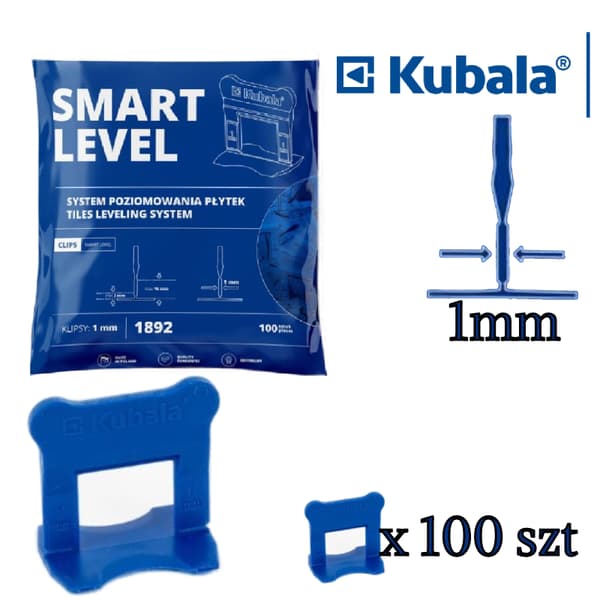 Kubala SMART LEVEL 1mm klipsit laattojen tasoittamiseen 100kpl 1892