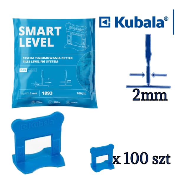 Kubala SMART LEVEL 2mm klämmor för utjämning av plattor 100st 1893