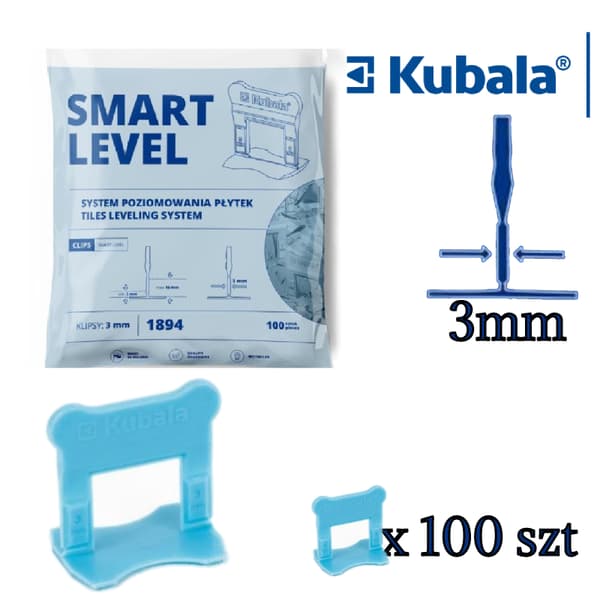 Kubala SMART LEVEL 3mm klämmor för utjämning av plattor 100st 1894
