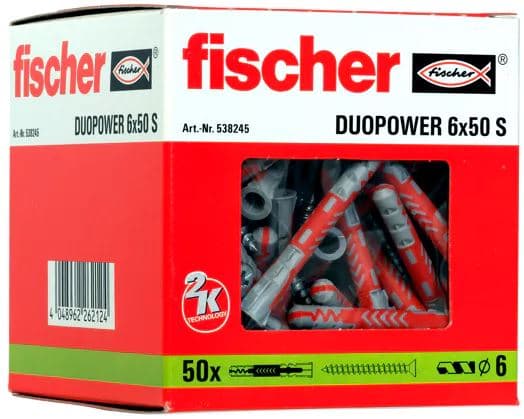 Expansionsplugg + skruv Fischer Duopower S 6x50 50st.
