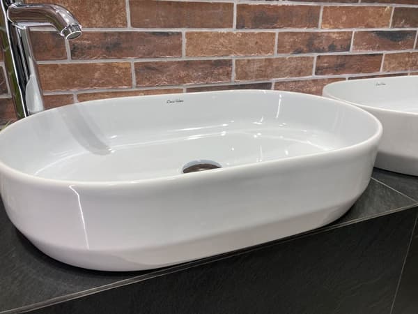 Bordplade håndvask 55x37 cm hvid blank oval Estadio DESSI HOME