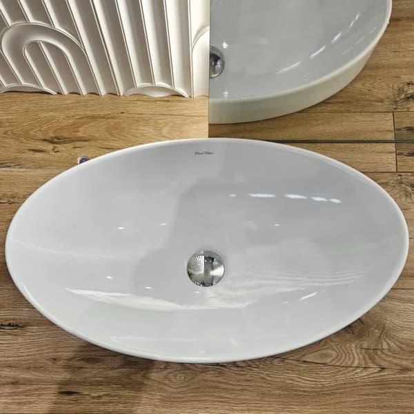 Sisäänrakennettu pesuallas 55x33 cm valkoinen kiiltävä soikea Vene DESSI HOME