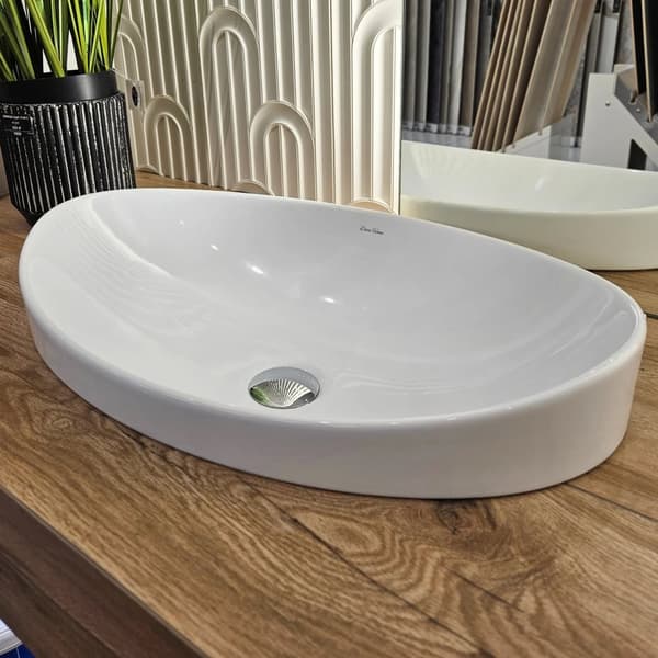 Sisäänrakennettu pesuallas 55x33 cm valkoinen kiiltävä soikea Vene DESSI HOME