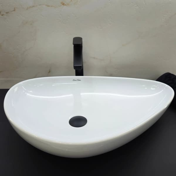 Bordplade håndvask 61x41 cm hvid glans asymmetrisk Zuma DESSI HOME