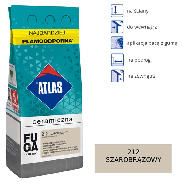 ATLAS CERAMIC GROUT - 212 gråbrun 5kg
