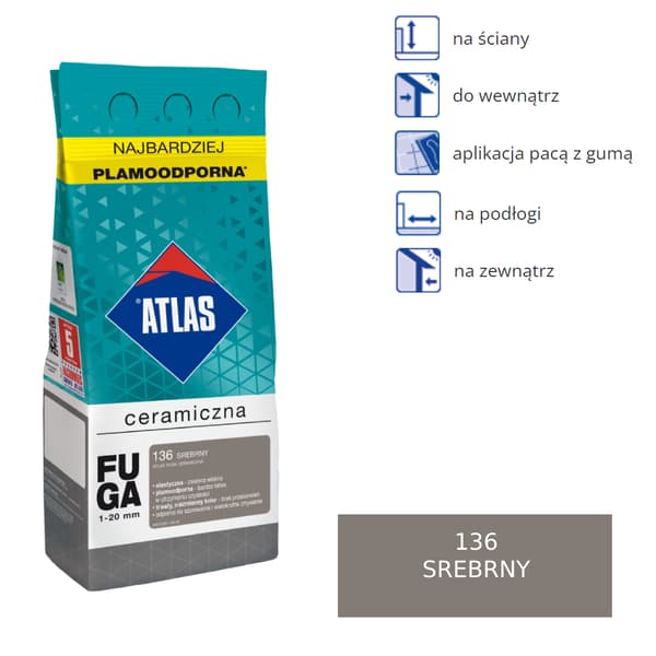 ATLAS CERAMIC GROUT - 136 silver 2kg