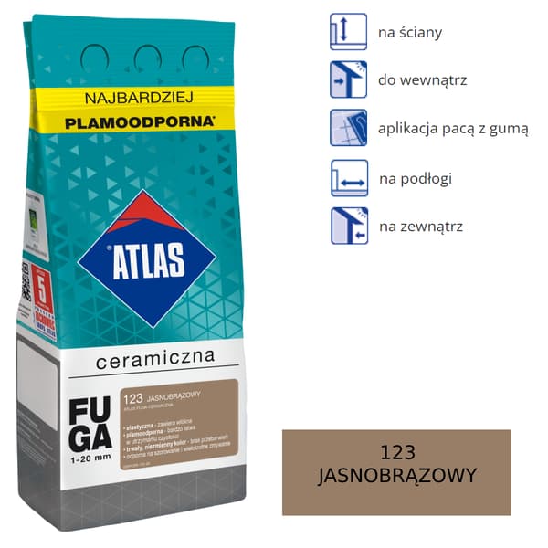 ATLAS CERAMIC GROUT - 123 lysebrun 5kg