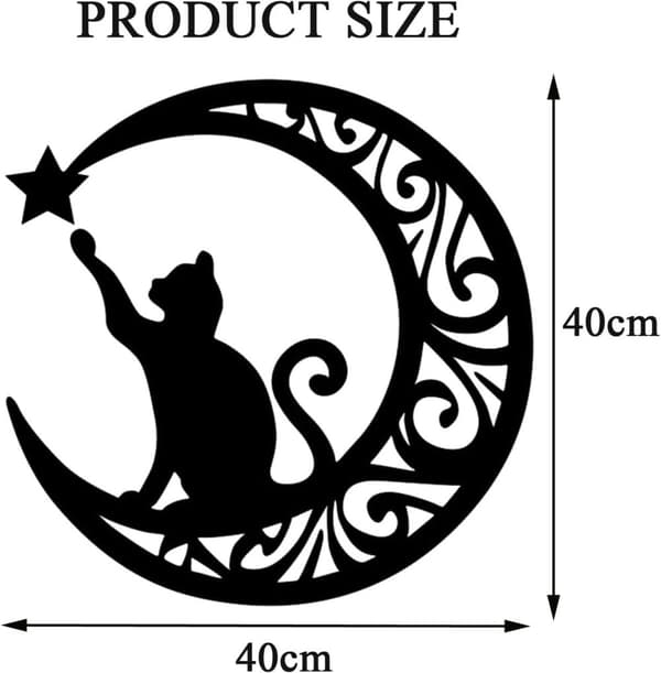 Mandala Moon and Cat Metal Väggdekoration, Cat On the Moon Väggkonst, Svart Silhouette Cat and Moon Väggdekoration för sovrummets vardagsrum