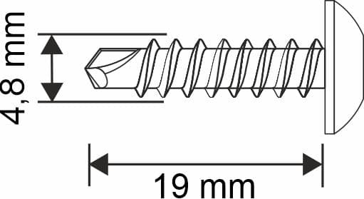 Selvborende skruer GT3 PH 4,8x19mm RAL 9006