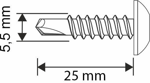 Selvborende skruer GT5 PH 5,5x25mm RAL 9010