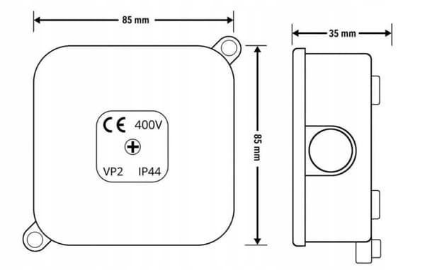 VP-2 Boks n/t 85x85x35mm IP44 400V tom hvid